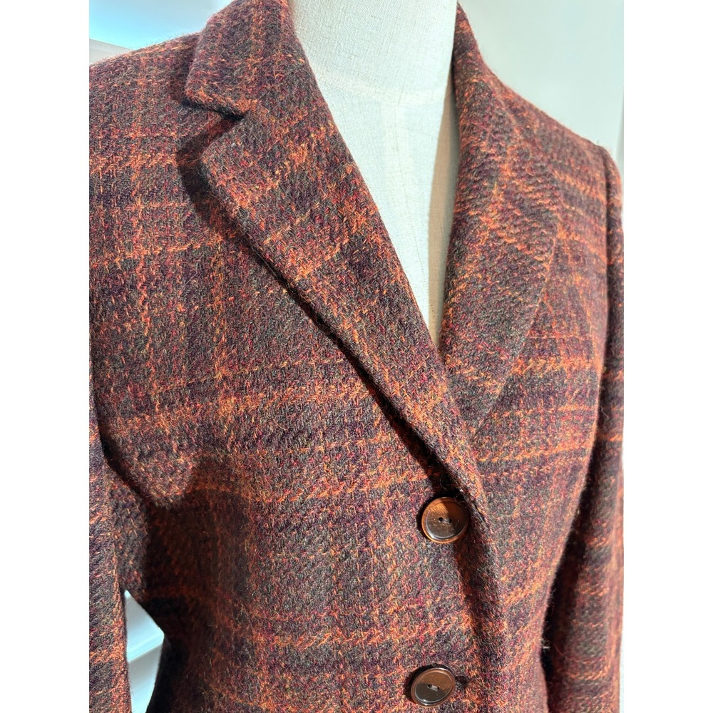 Vtg 90s Jones New York Country Wool Plaid Blazer Jacket Womens 4 Dark Academia - Picture 2 of 11